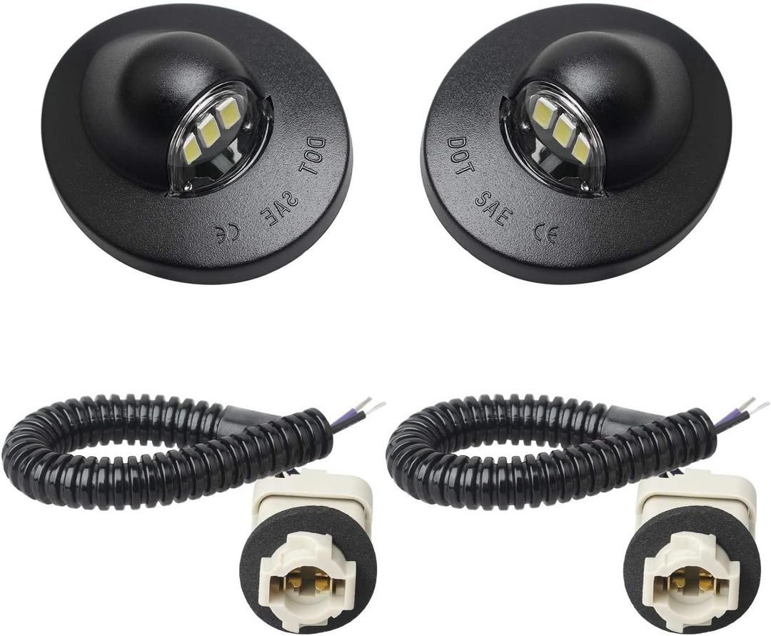 RUXIFEY LED License Plate Light with Socket Wiring Harness Plugs Compatible with Ford F150 F250 F350 F450 F550 Superduty Ranger Explorer Bronco Excursion Expedition, 6500K White