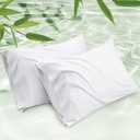 Bedsure Cooling Pillow Cases Standard Size Set of 2, Rayon Derived from Bamboo Cooling Pillowcase for Hot Sleepers, Cool Pillow Covers with Envelope Closure for Women, Men, White, 20x26 Inches