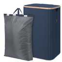 BALEINE Laundry Hamper with Lid, Tall Laundry Baskets with Bamboo Pull Handles, Large Laundry Bin with Internal Support (18 Gal/70L, Blue)