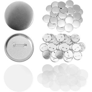 300 pcs Button Maker Supplies, 58mm/2.28 inch Button Supplies Parts, (Approx. 2.25 inch) Round Badge Blank Button Pins, Includes Metal Pin Back Cover, Metal Cover, Clear Film