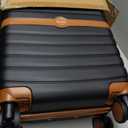 Kono Expandable Carry On Luggage 22x14x9 Airline Approved with Spinner Wheels, 20 Inch Durable PC+ABS Hardshell Travel Suitcase Rolling Luggage with Lock, Black/Brown