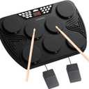 KONIX Electronic Tabletop Drum Set, Portable Electric Drum Kit with 7 Velocity Sensitivity Drum Pads, LED Drum Light, USB-MIDI Mac & PC Support, Ideal Gift for Adult and Beginners