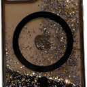 for iPhone Case,[Compatible with MagSafe] Luxury Bling Sparkle Flowing Glitter Liquid Sand Clear Soft TPU Phone Case (Black,iPhone 13 Pro Max)