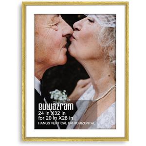 Ornate Gold 24x32 Frame - Single 24 x 32 Poster Frame with Mat for 20x28, Picture Frame for Artwork, Puzzles, Photos and Movie Posters