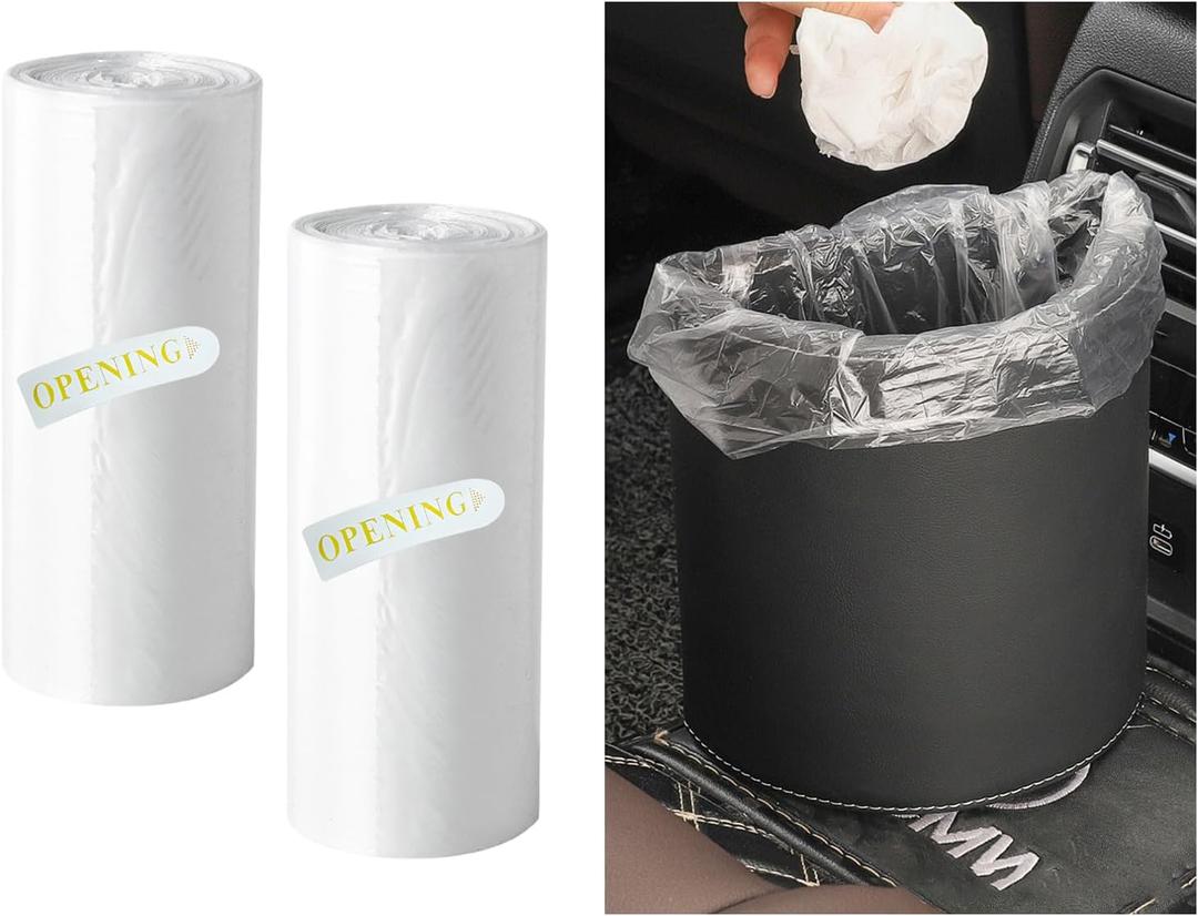Yourkar 2Packs Trash Liner Refills (60 Count), Watertight Thickened Mini Trash Can Bags, Transparent Desktop Trash Bin Liners Garbage Bags for Cars Office Home, Car Accessories