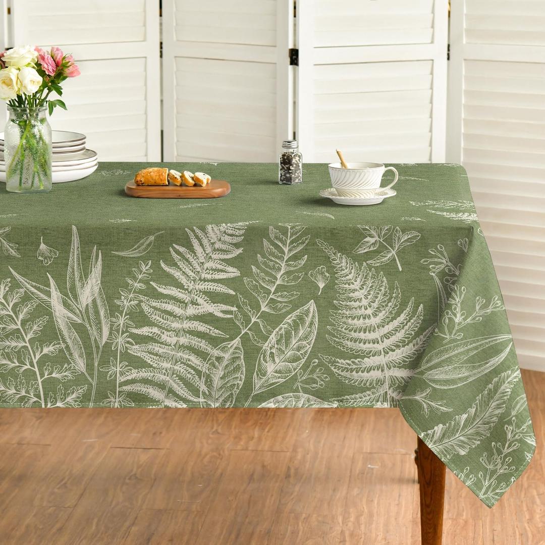 Horaldaily Spring Tablecloth 6084 Inch Rectangular, Green Plants Wild Fern Washable Table Cover for Party Picnic Dinner Decor (58" x 82" (Rectangular))