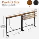 2 Pack Adjustable Height Narrow Console Table with Power Outlets, 78.7" Long Sofa Table with Charging Station Behind Couch Table Entryway Table for Living Room and Hallway – Rustic Brown, 78IN