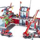 QLT QIAOLETONG City Fire Station Building Kit, 774 Pcs Building Set Including Fire Station, Fire Truck, Fire Helicopter,Fire Fighter, City Building Blocks STEM Toys Gift for Boys 6-10 Years Old.