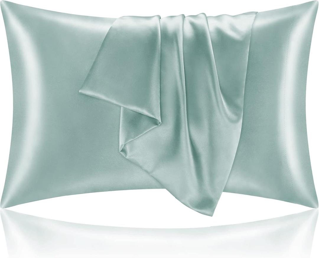BEDELITE Satin Pillowcase for Hair and Skin, Super Soft and Cooling Similar to Silk Pillow Cases 2 Pack with Envelope Closure, Gift for Women Men(20"x30" Queen Size, Haze Blue)
