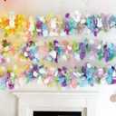 33 Feet Easter Tinsel Garland, Colorful Sequin Spring Decoration in Pink/Yellow/Blue/Green/White, Festive Hanging Floral Decor for Mantel, Tree Stand, Party, Indoor & Outdoor Use