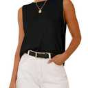 BTFBM Sleeveless Sweater Tops for Women 2026 Crew Neck Lightweight Casual Loose Tank Summer Outfits Fashion Clothing(Black, Medium)
