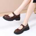 XMM Mary Jane Shoes Platform Chunky Mary Janes for Women Ladies Comfort Leather Round Toe Non-Slip Dressy Casual Cute Girls School Work Shoes, US 8.5