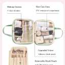 Travel Makeup Bag for Women, Large Capacity Cosmetic Bags for Girls, Compact Pouch Make up Organizer, Waterproof Toiletry Bag with Divider and Handle (Green2)