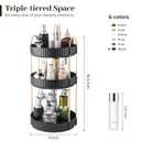 Aveniee 360 Rotating Makeup Organizer for Vanity, Large Spinning Bathroom Counter Organizer Shelf Holder for Cosmetics, Skin Care, Lipsticks,3 Tiers, Black