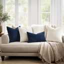 MIULEE Navy Couch Pillow Covers 18x18 Inch, Set of 2 Soft Chenille Decorative Square Throw Pillow Covers Farmhouse for Sofa Living Room Bed