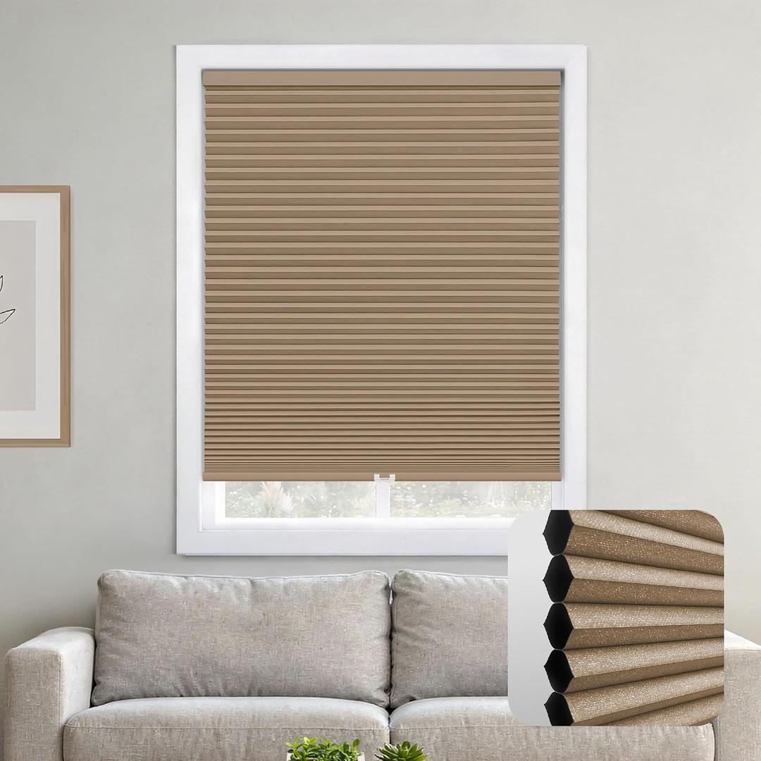 DEZ FURNISHINGS Cordless 1.5" Blackout Cellular Shade, 29"W x 48"H, Latte