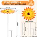 Axcoix 2 Pack Metal Plant Umbrellas for Outdoor Plants, 12" Realistic Flower Design Garden Plant Umbrella Shade, Decorative Sun Shade Disk for Plants, Potted Plants, Garden Beds