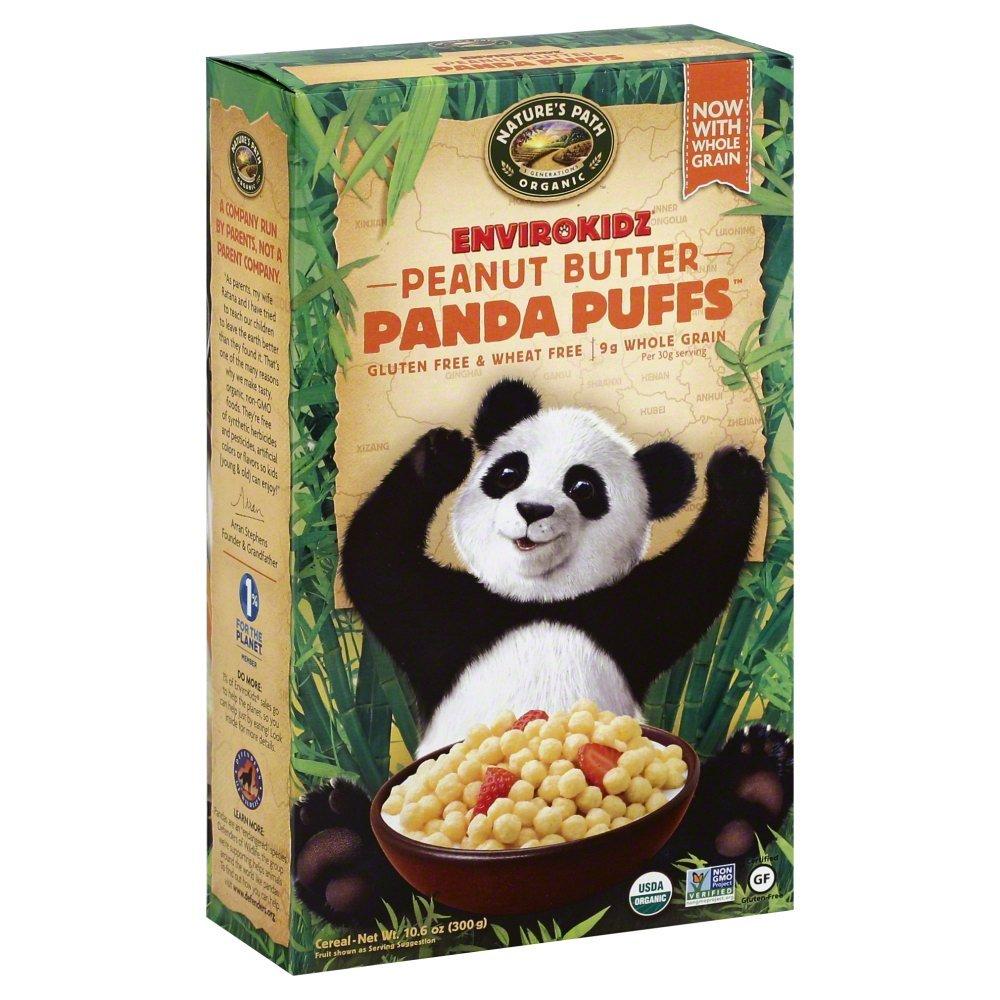 Panda Puffs Organic Peanut Butter Cereal, Gluten Free, Non-GMO, EnviroKidz by Nature's Path, 10.6 Ounce (Pack of 6) BB: June 6, 2026