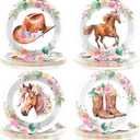CHUNNIN 48 PCS Horse Birthday Party Paper Plates Pink Floral Western Horse Birthday Party Decorations for Girls Disposable Dessert Plates for Baby Shower Bachelor Decorations