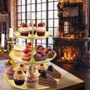 LIAISIMI 3 Tier Gold Metal Cupcake Stand Holder,Stainless Steel Cup Cake Stand Tower with Tiered Serving Tray and Base for Parties,Weddings,Birthdays and Any Festivals and Celebrations(2-Pack)