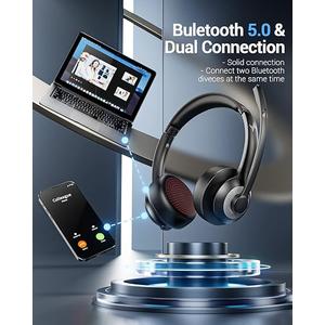 Wireless Headset with AI Noise Cancelling Microphone Bluetooth Headset - Bluetooth V5.2 Headphones with USB Dongle & Mic Mute for Computer/Laptop/PC/iPhone/Android/Cell Phones