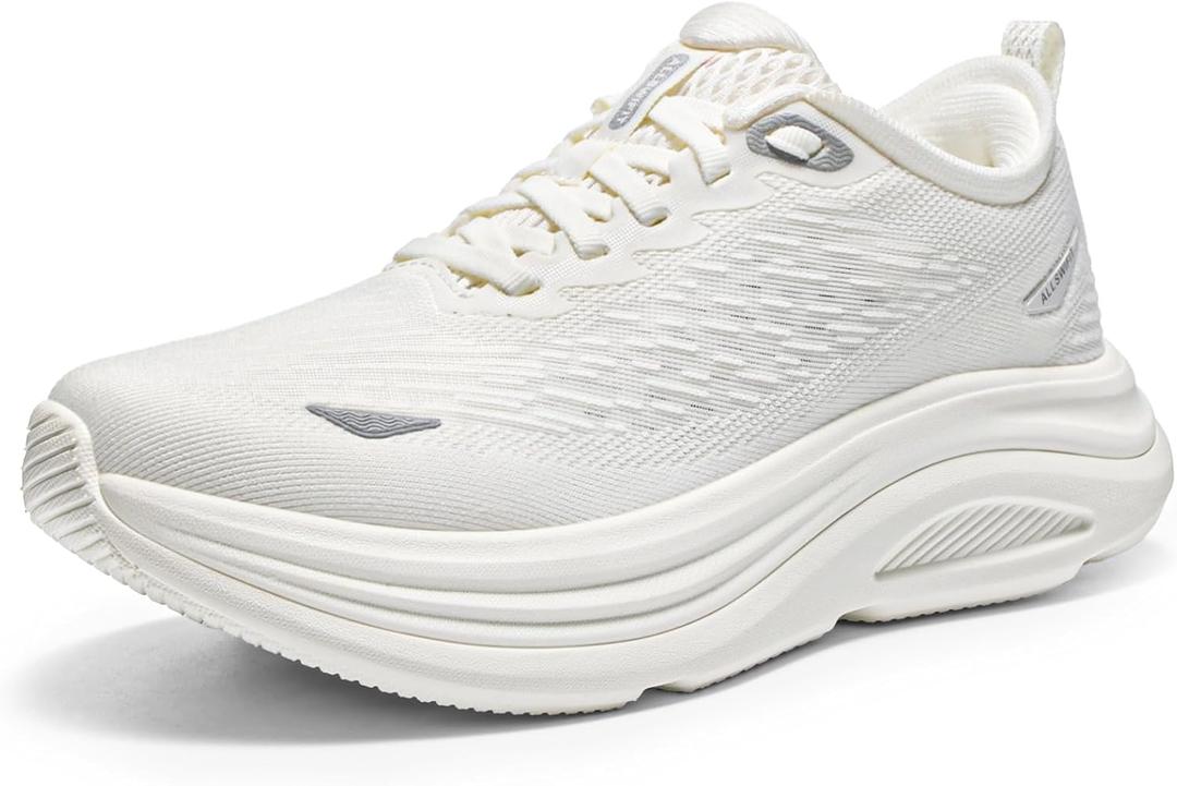 ALLSWIFIT Women's Walking Shoes Cushion Running Tennis Comfortable Arch Support Breathable Lightweight Gym Workout Athletic Fashion Sneakers StediCloud Lite (7, White)