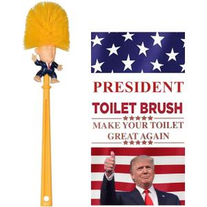 Toilet Brush, Great Gag Gift, Fun Design, Premium Quality Toilet Bowl Brush with Solid Handle and Durable Bristles for Bathroom Cleaning, Political Satire Products