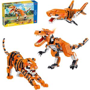 1030 Pcs STEM Building Toy for Adults,3.6MM Mini Building Set,3in1 Mini Transforming Toy with Dinosaur/Tiger/Shark Brick Kit,Educational Toy for Teens Adults,Birthday Gifts for Girl Boy Ages 12+