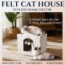 Apasiri Cat House Scratch-Resistant: Indoor Warm Enclosed Felt Bed Cave with Hanging Ball Toy, No-Tool Assembly Hideaway for Anxious Cats & Kittens, 13.4x13.4x9.85 Inch Interior (Beige1)