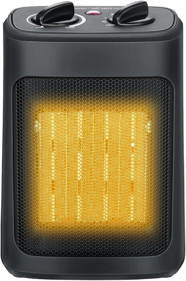 1500W Space Heater Electric Heaters Indoor Portable with Thermostat, PTC Fast Heating Ceramic Room Small Heater with Heating and Fan Modes for Bedroom, Office and Home Indoor Use