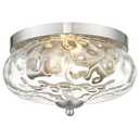 Darkaway Ceiling Light Fixtures Flush Mount Indoor Outdoor Ceiling Light with Water Ripple Glass Shade for Hallway Kitchen Bedroom Porch Living Room Nickel Finish