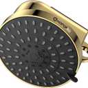 High Flow Filtered Shower Head, HOPOPRO 5 Modes High Pressure Fixed Showerhead with Filter, 2-In-1 Shower Head Filter for Hard Water, Remove 99% Chlorine, Improves Skin Hair Condition (6 Inch Gold)