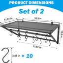 RedCall 2 Pack Garage Wall Shelf with 10 Hooks,23.5" x 13"Wall Mounted Storage Shelves with 2 Hanging Bars Rack for Garage, Closet, Laundry Room,Heavy Duty Metal Shelves