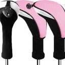 Golf Club Head Covers for Woods and Driver Hybrids Fairway Value Pack Protective Clubs Headcovers with Interchangeable No.Tags 1 3 5