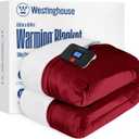Westinghouse Electric Blanket Full, Heated Blanket Full Size with 10 Heating Levels and 1 to 12 Hours Heating Time Settings, Flannel to Sherpa Reversible, Machine Washable (80" x 84", Red)