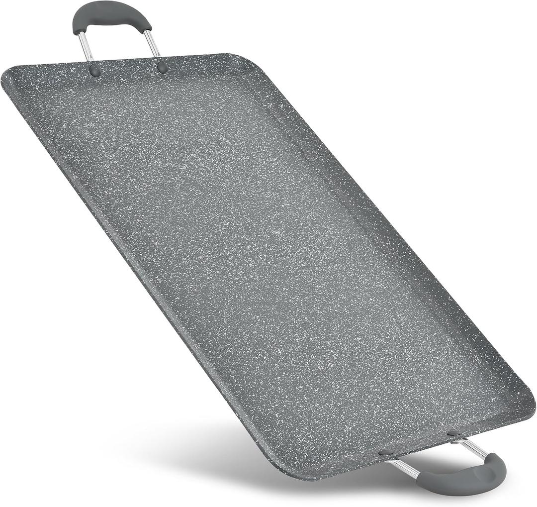 NutriChef Double Burner Griddle | Flat Top Griddle for Stove Top