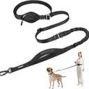 MIDOG Multifunctional Dog Leash Hands Free for Large Dogs - Adjustable Waist Leash with Zipper Pounch& Bungee Cord for Jogging/Running/Walking(4-7FT,Black)