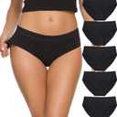 GNEPH Hipster Panties for Women Underwear Lace Bikini Hip-huggers Panties 5 Pack(218S-Black) (Small)