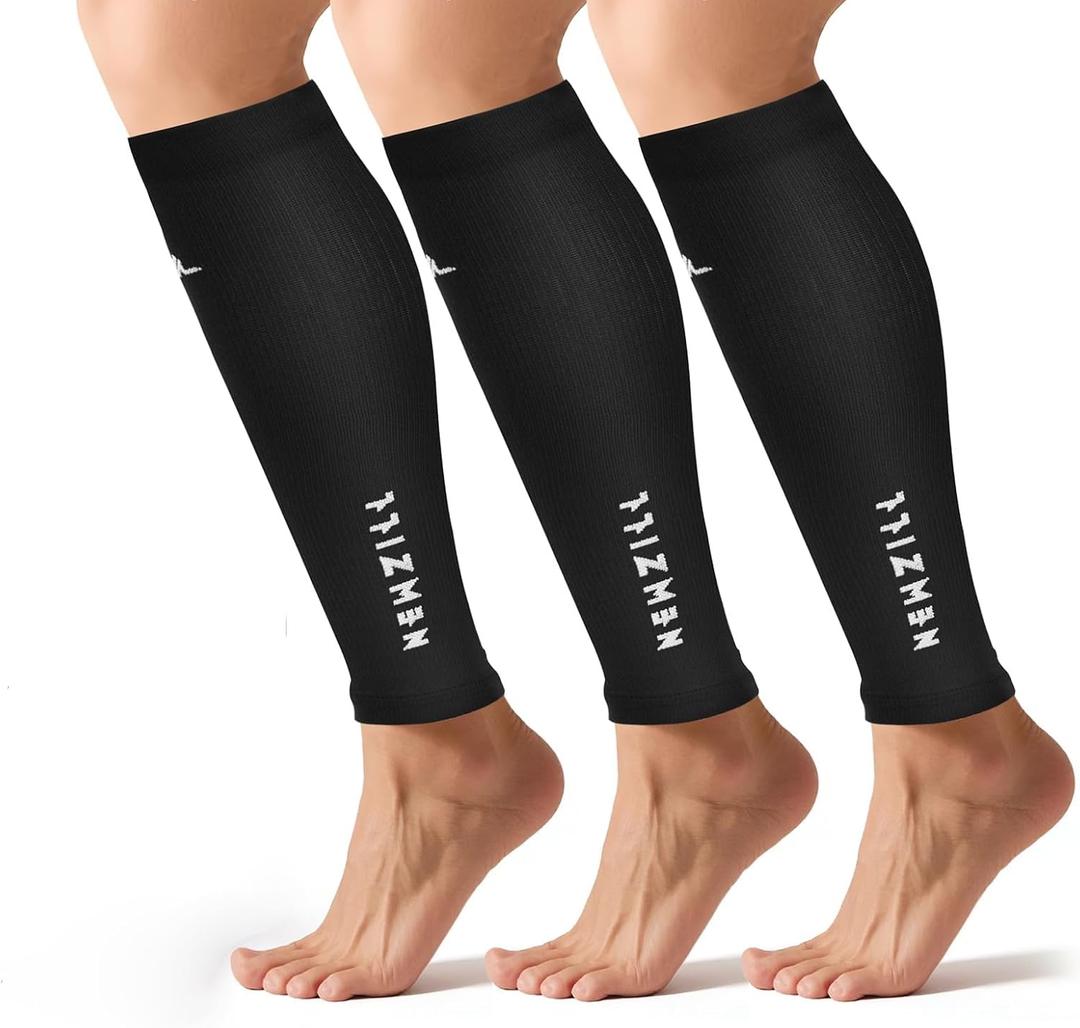 NEWZILL Compression Calf Sleeves (20-30mmHg) for Men & Women Perfect Option to Compression Socks for Running Travel Nursing (L/XL), [3-pairs] Solid Black)