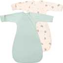 Organic Cotton Transitional Baby Swaddle Sleep Sacks Arms Up Length Sleeves Mitten Cuffs 2 Pack 0-3 Months, Wearable Sleeping Bag Swaddling Blanket for Boys Girls Snug Fit Calms Startle Reflex, Small