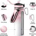 GOSWAG Insulated Sports Water Bottle, 24oz 2 Lids(with Straw/No Straw), Stainless Steel Water Bottles with Paracord Handle, Insulated Bottle with Double-Wall Vacuum Insulation