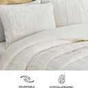 UGG King Size Comforters Set, Faux Fur Extra Soft Comforter Set King, Oversized Fluffy Reversible Cream Micromink Bedding with 2 Zipper Pillow Shams, Luxury White Bed Decor, Snow, Alondra