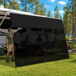 RV Awning Shade Screen with Zipper, 9' x 19'3" for 20' RV Awning