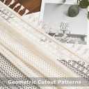 Beige Boho Lace Sheer Window Curtain Panels with Classic Tassels 72 Inches Long,Natural Geo Embroidery Pattern Living Room Drapes,Farmhouse Rod Pocket Bedroom Window Treatment,40" Wx72 Lx2