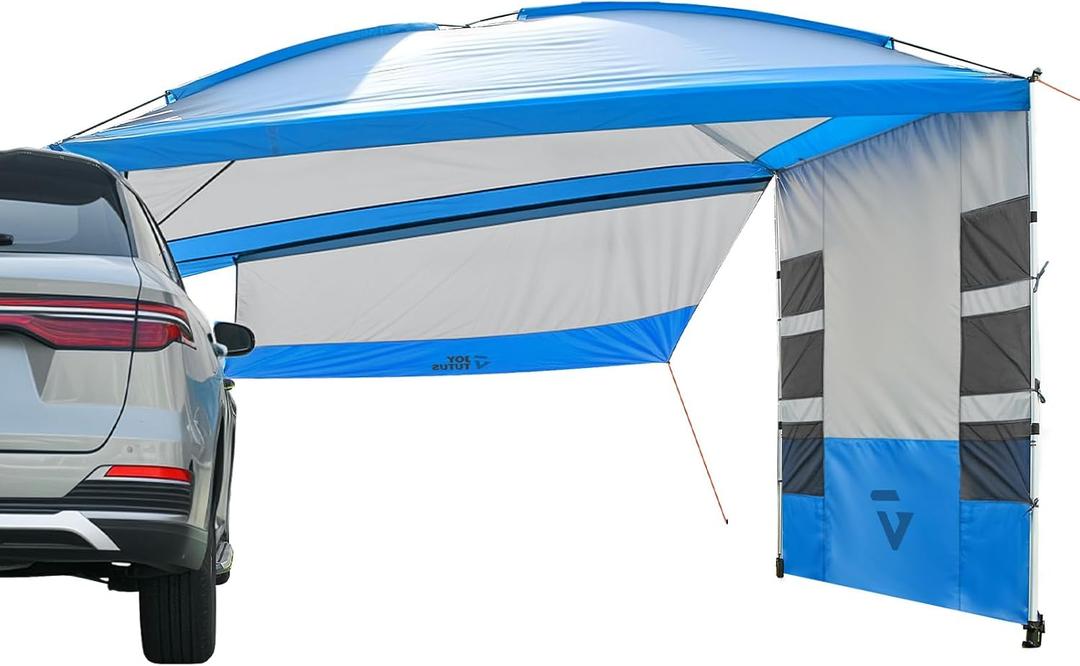 JOYTUTUS Versatile Vehicle Awning with 3 Removable Sides, Large Car Awning 11.5FT * 7.9FT, UV50+ and Waterproof PU2000mm Truck Canopy, SUV Camping Sunshade with 8 Storage Pockets
