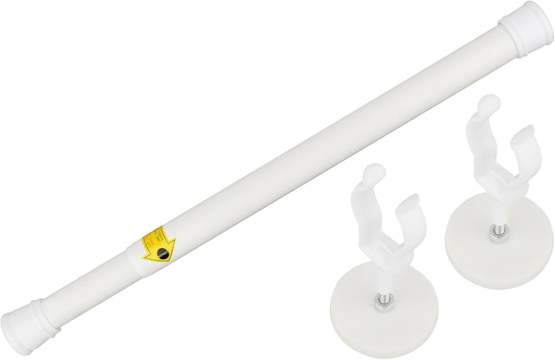 MUTUACTOR 1PCS Magnetic Curtains Rods,Heavy-Duty White Magnetic Door Curtain Rods for Metal Doors 13 to 26,No Drilling Anti-slip Window Curtain Rods Adjustable Y-Clamp Magnetic Holders for Curtains