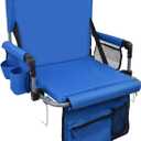 Stadium Seat with Back Support, Bleach Seat with Backrest and Cushion, Stadium Chair with Cup Holders, Mesh Bag and Hidden Hook for Basketball and Soccer Bench (Blue)