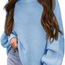 Haloumoning Girls Sweaters Long Sleeve Crewneck Pullover Jumper Cute Winter Knit Blouse Tops 7-14 Years (Blue)