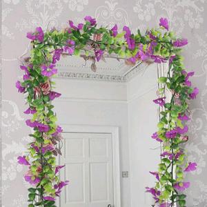 Fqueelvys 6PCS 7.55FT Bougainvillea Artificial Flowers Garland Faux Bougainvillea Silk Flowers Vines for Wedding Arch Wall Centerpieces Table Runner Decorations(Fuchsia)