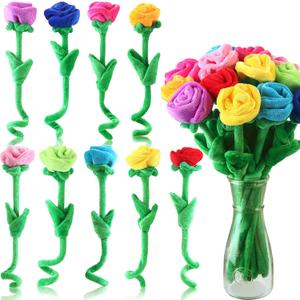 18 Pcs Plush Rose Flower Stuffed Bendable Stems Plush Bouquet Toy Soft Floral 12.6 Inch for Graduation 2026 Mother's Day Valentines Day Girl Girlfriend Wife Family and Friends(18 Pcs Colorful Series)